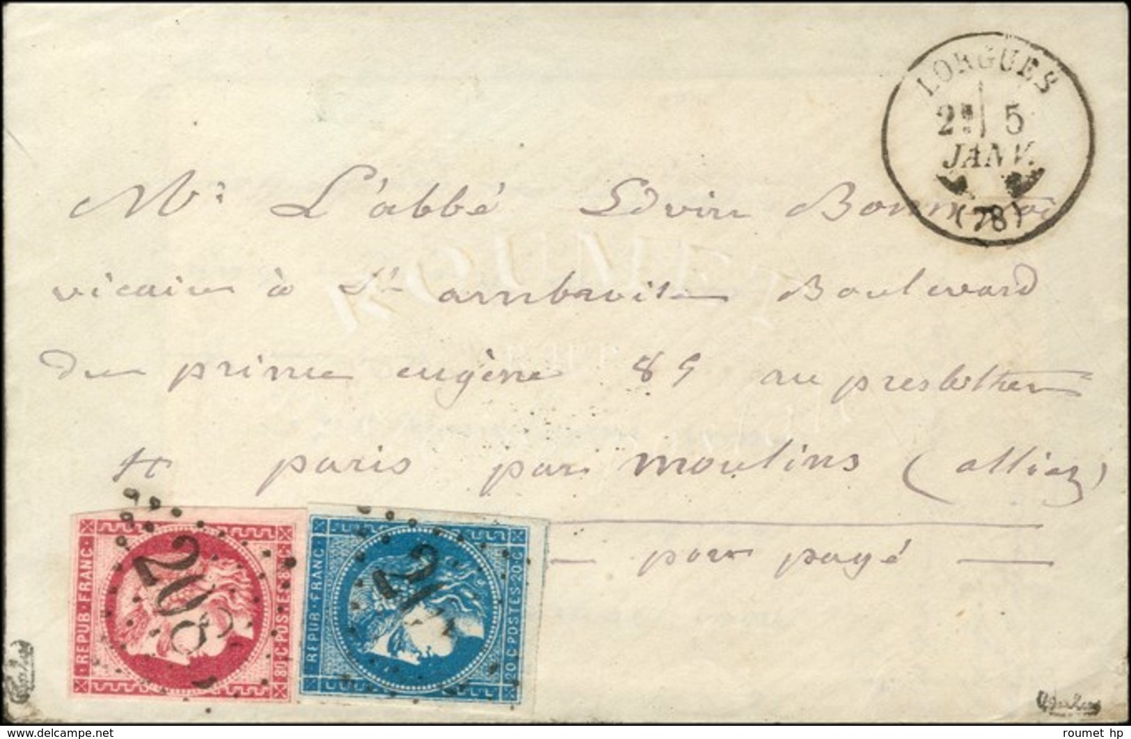 GC 2083 / N° 45 + 49 Très Belle Nuance Carminée Càd T 16 Avec Dateur échoppé LORGUES (78) 5 JANV. 71 Sur Boule De Moulin - Guerra Del 1870