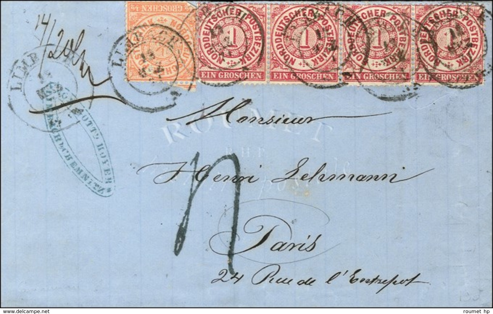 Càd LIMBACH 18 MARS 71 / TP AIL 1/2 G + 1g (4) Sur Lettre Insuffisamment Affranchie Pour Paris, Taxe Tampon 4. - TB / SU - Krieg 1870