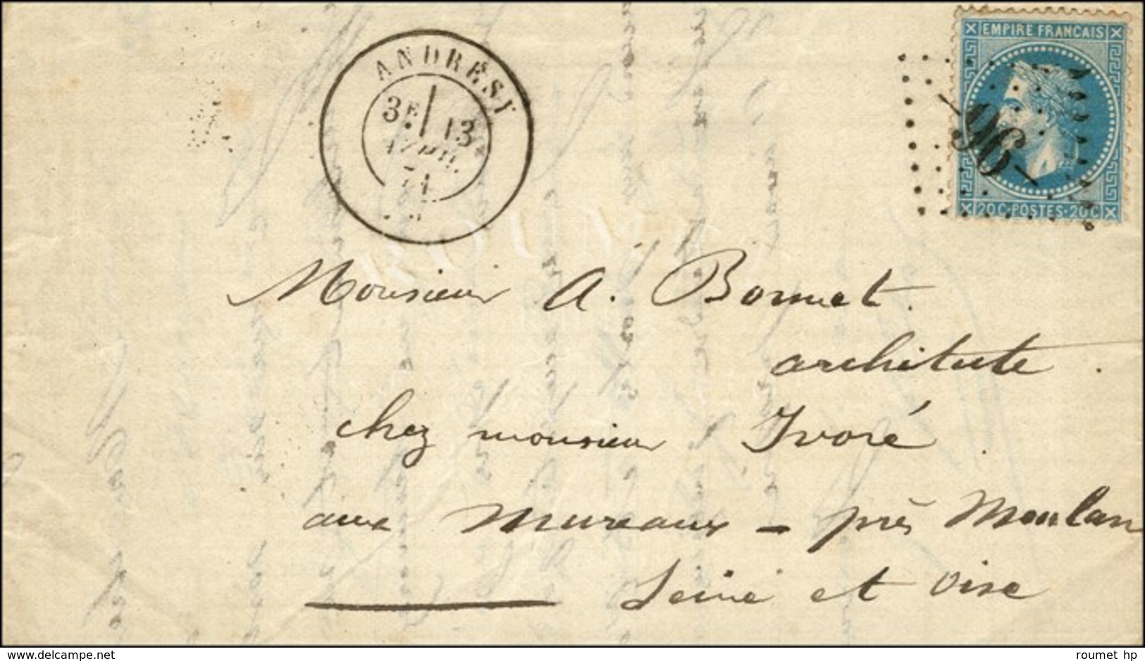Lettre Avec Texte Daté De Paris Le 13 Avril 1871 Acheminée Hors De Paris Par Passeur Privé Et Remise Au Bureau D'Andrésy - Krieg 1870