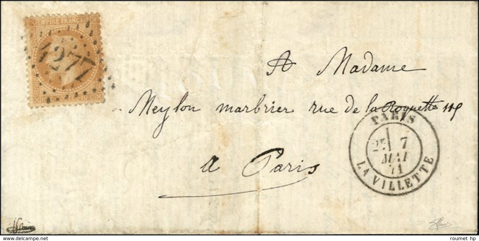 Lettre Avec Texte Daté D'Epone, Acheminée Jusqu'à Paris Par Passeur Privé Et Remise Au Bureau De La Villette. GC 4277 /  - Krieg 1870