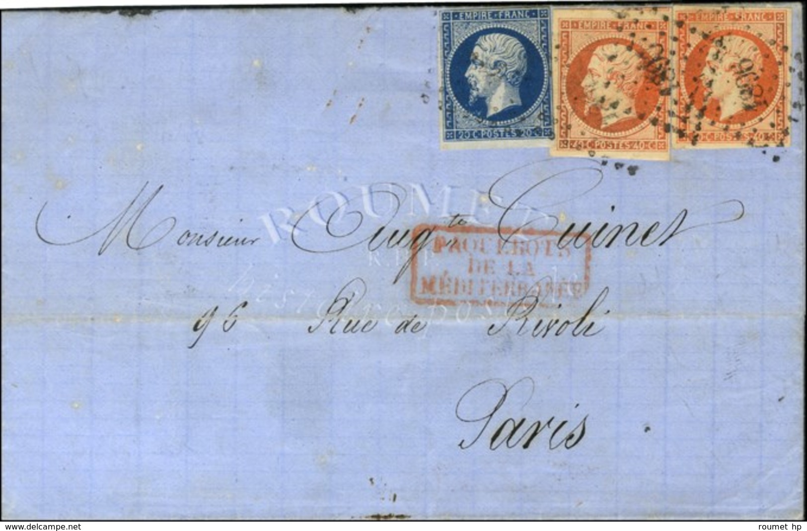 Lettre Avec Texte Daté De Constantinople Le 20 Janvier 1858, L'agent Embarqué Du Paquebot LA CLYDE N'ayant Sur Ce Voyage - Schiffspost