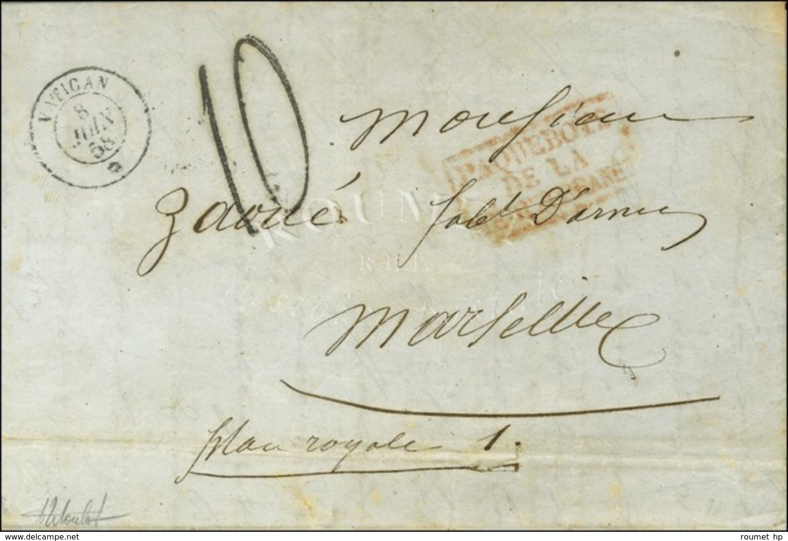 Càd VATICAN / * 8 JUIN 58 Sur Lettre Avec Texte Daté De Galatz Le 29 Mai 1858 Remise Au Paquebot PERICLES Ou BALKAN Assu - Maritime Post