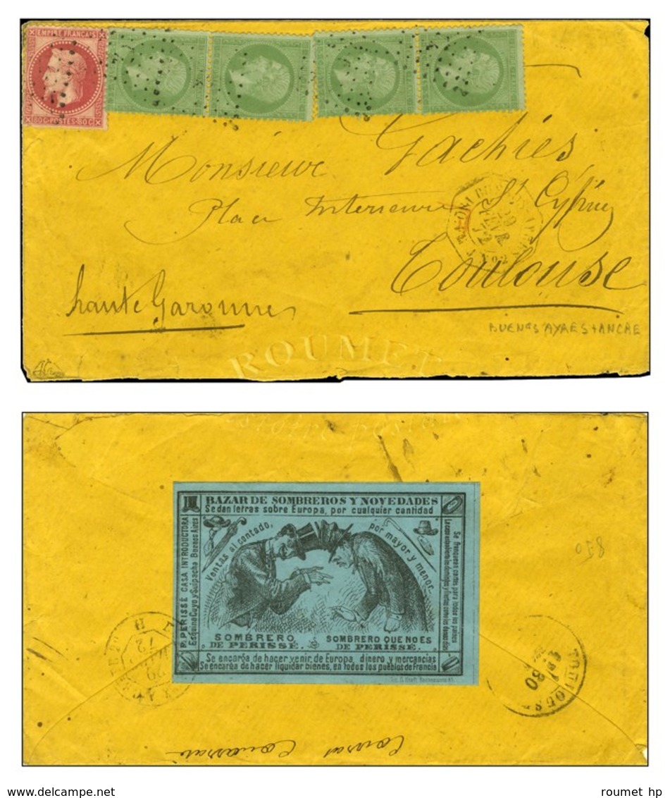 Ancre / N° 32 + 35 (2 Paires) Càd Octo BUENOS-AYRES / PAQ.FR. J N° 2 29 FEVR. 72 Sur Lettre Avec étiquette Au Verso Pour - Maritime Post