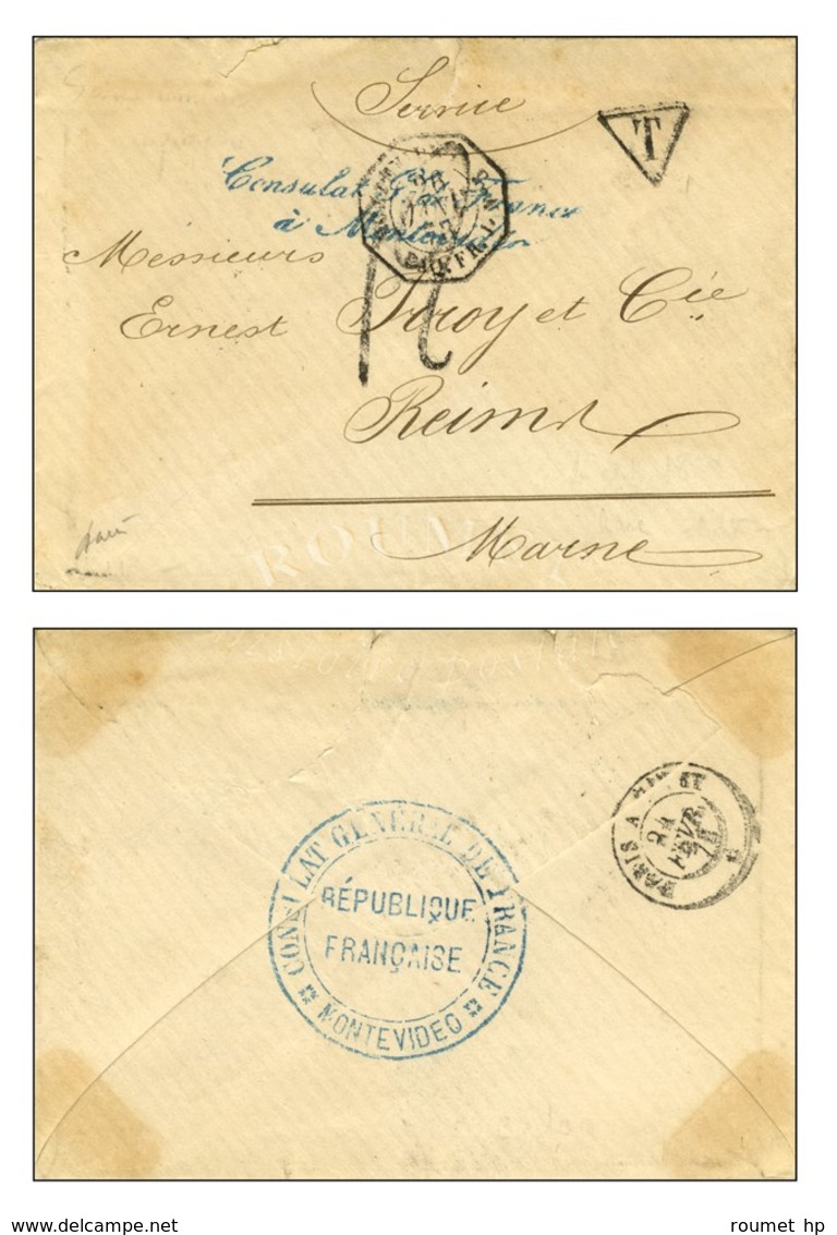 Càd Octo MONTEVIDEO / PAQ.FR. J N° 5 26 JANV. 73 Sur Lettre Pour Reims, Au Recto Griffe Bleue Consulat Gal De France / à - Schiffspost