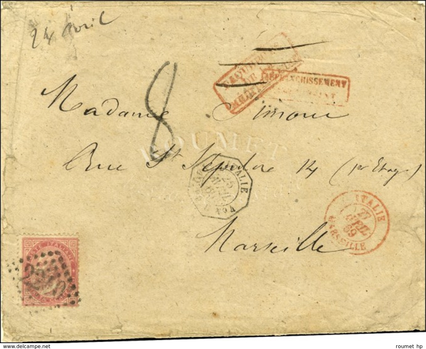 GC 2240 / TP Italien 40c. Càd Octo ITALIE / PAQ.FR. U N° 4 25 AVRIL 69 Sur Lettre Insuffisamment Affranchie Pour Marseil - Posta Marittima