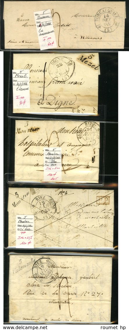 Lot De 5 Cursives Des Basses Alpes (cote 420). - B / TB. - 1801-1848: Precursors XIX