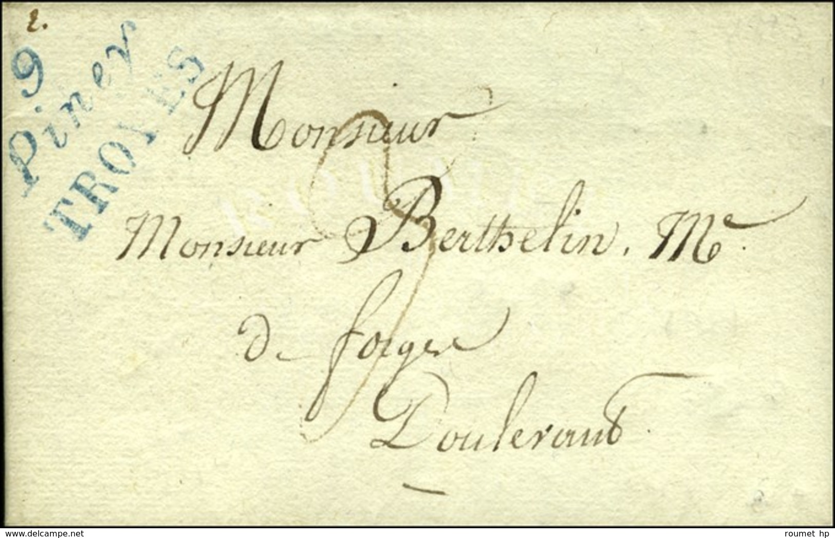 9 / Piney / TROYES Bleu Sur Lettre Pour Doulevant. 1823. - SUP. - 1801-1848: Vorläufer XIX