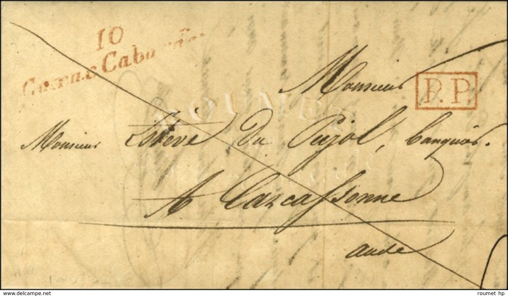 10 / Cuxac Cabardes Rouge + P.P. Rouge. 1841. - TB. - 1801-1848: Precursori XIX