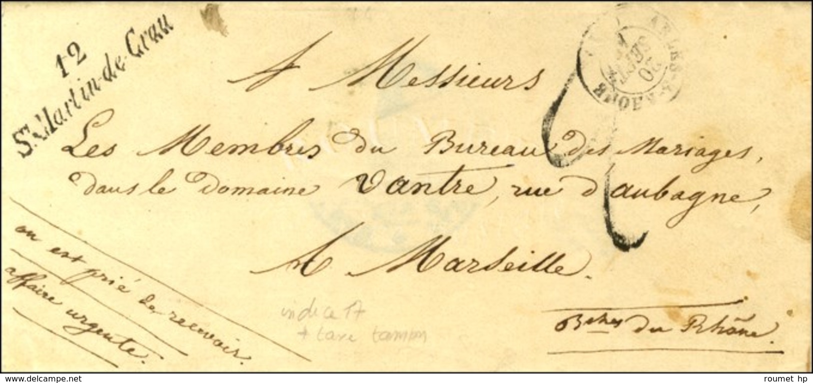 12 / St Martin De Crau Càd T 15 ARLES-S-RHONE. 1844. - SUP. - 1801-1848: Precursori XIX