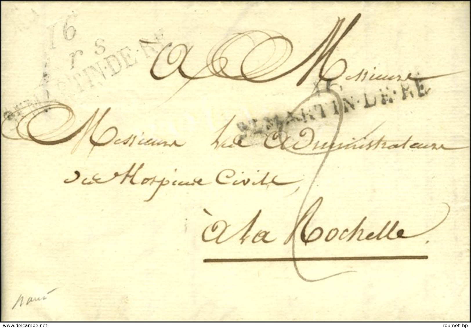 16 / Ars / St MARTIN DE RE + 16 / St MARTIN DE RE. 1821. Rare Association. - TB / SUP. - R. - 1801-1848: Vorläufer XIX