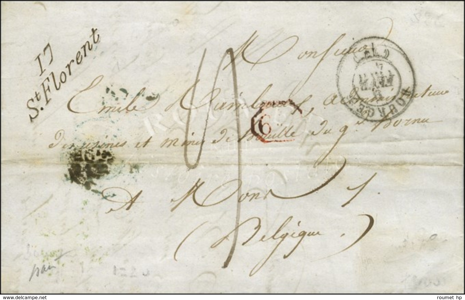 17 / St Florent (30 Mm) Càd T 15 BOURGES (17) Sur Lettre Pour La Belgique. 1844. - SUP. - R. - 1801-1848: Precursors XIX