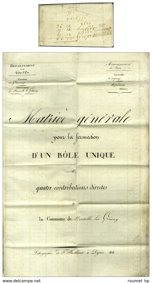 20 / Grancay / IS-S-TILLE Sur Exceptionnel Document : Matrice Générale Pour La Formation D'un Rôle Unique Des 4 Contribu - 1801-1848: Precursori XIX