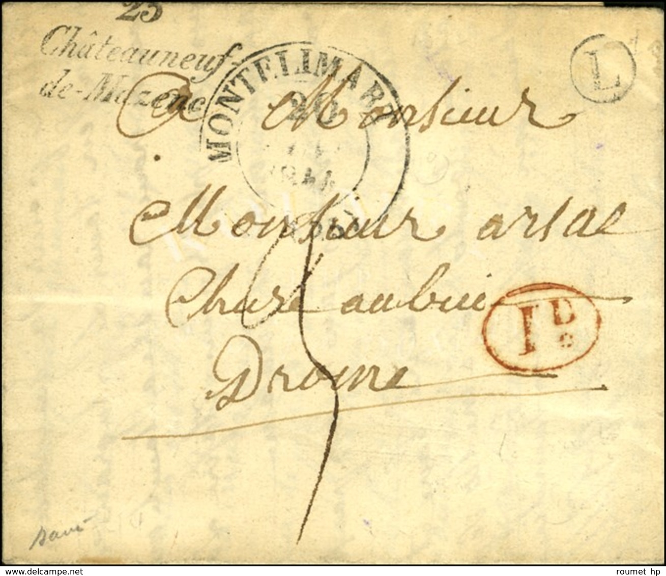 25 / Chateauneuf / De-Mazenc Càd T 13 MONTELIMAR (25) B. RUR. L '' La Touche ''. 1844. - TB / SUP. - 1801-1848: Precursori XIX
