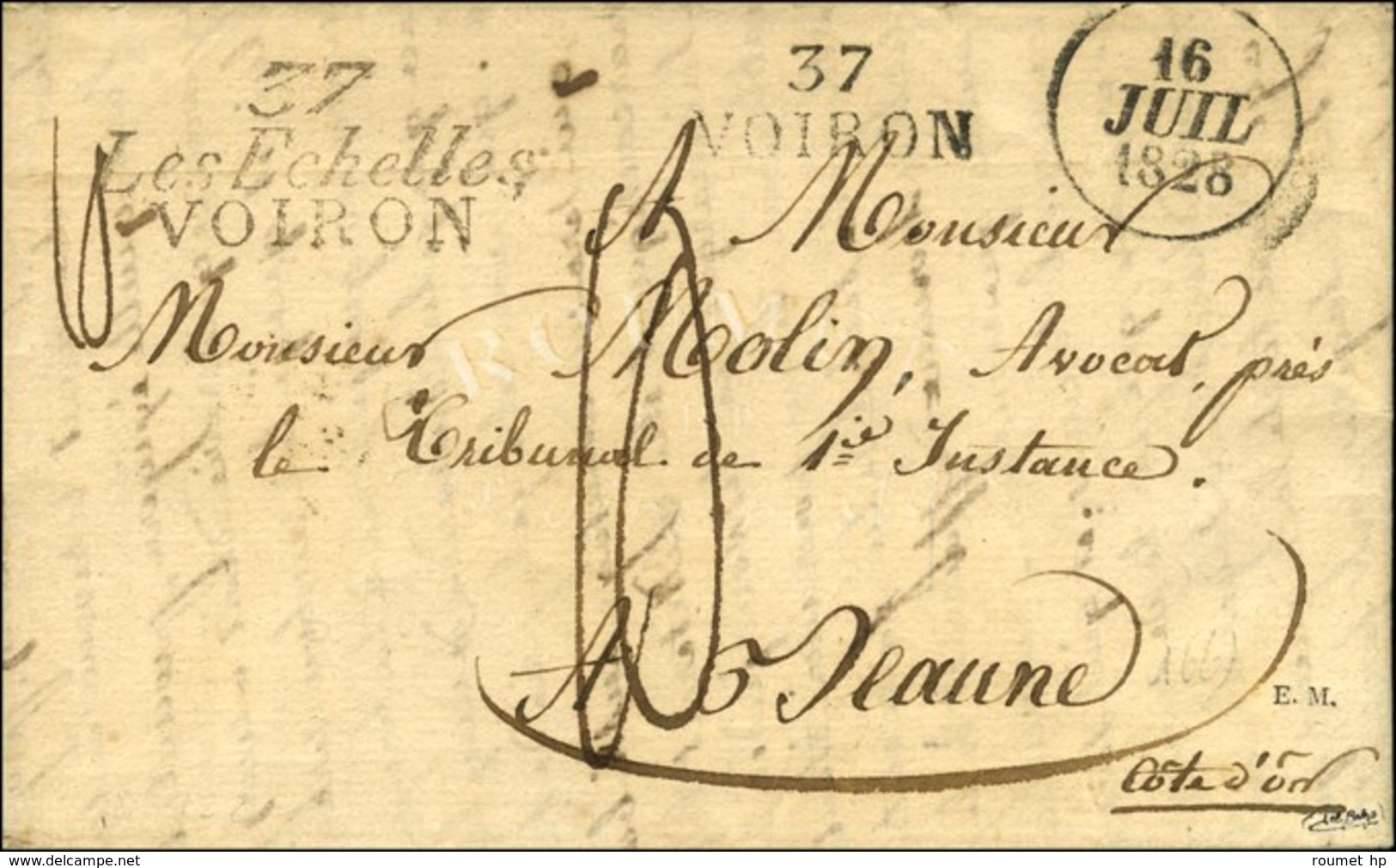 37 / Les Echelles / VOIRON + 37 / VOIRON Dateur A 1828. - SUP. - R. - 1801-1848: Vorläufer XIX