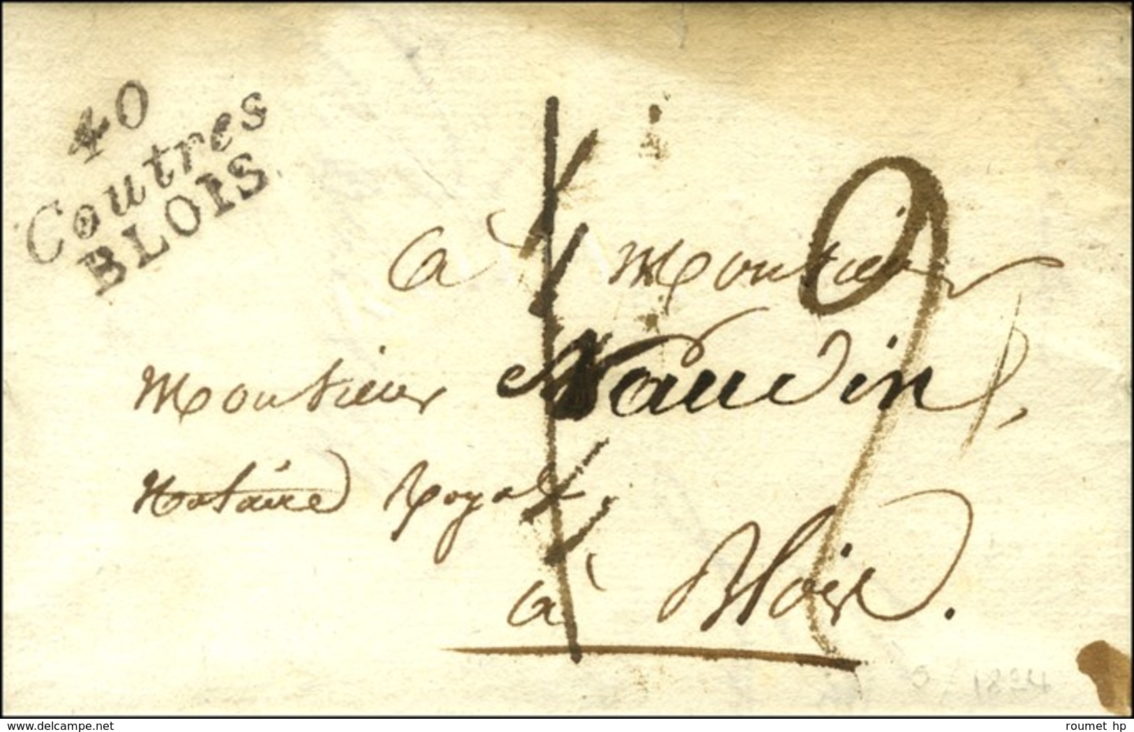 40 / Coutres / BLOIS (variété OU Au Lieu De ON) Sur Lettre Avec Texte Daté 1824. - SUP. - RR. - 1801-1848: Precursors XIX
