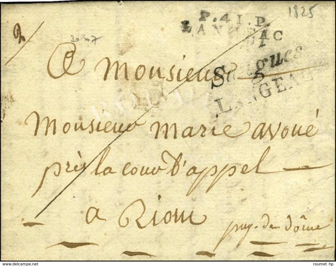 41 / Saugues / LANGEAC + P. 41. P. / LANGEAC Sur Lettre Avec Texte Daté 1825. - TB. - R. - 1801-1848: Precursori XIX