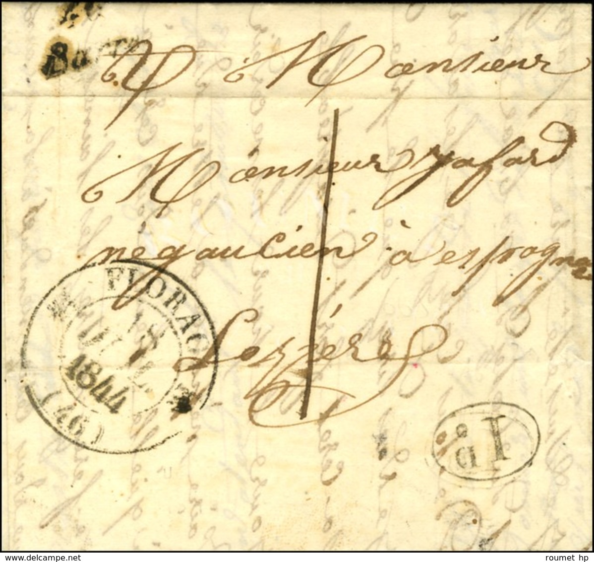 46 / Barre Càd T 12 FLORAC (46) Taxe 1 Sur Lettre Locale. 1844. - TB. - R. - 1801-1848: Precursori XIX