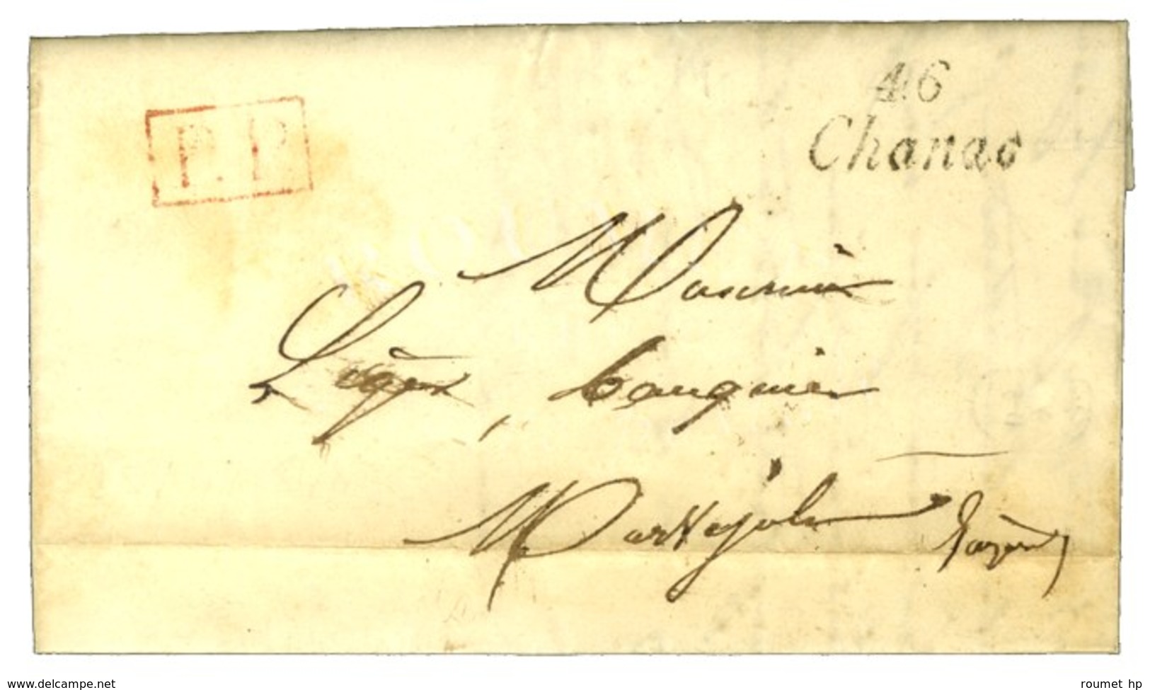 46 / Chanac + P. P. Rouge Sur Lettre Avec Texte Daté 1848. - TB / SUP. - 1801-1848: Precursori XIX