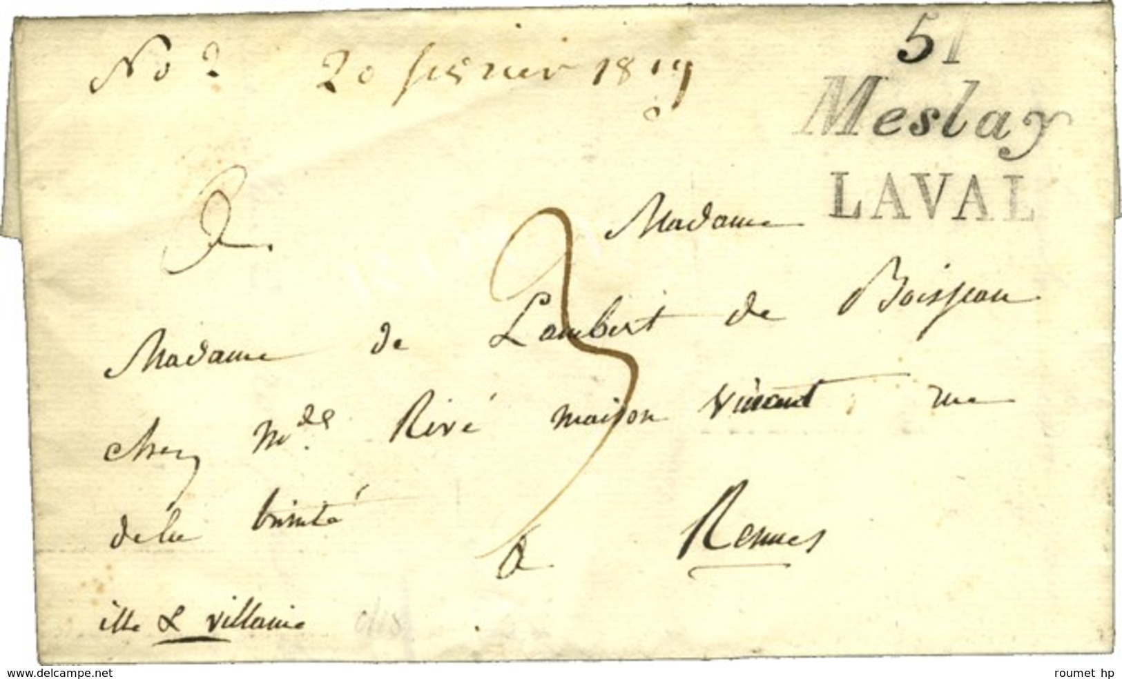 51 / Meslay / LAVAL Sur Lettre Avec Texte Daté 1819. - SUP. - 1801-1848: Precursori XIX