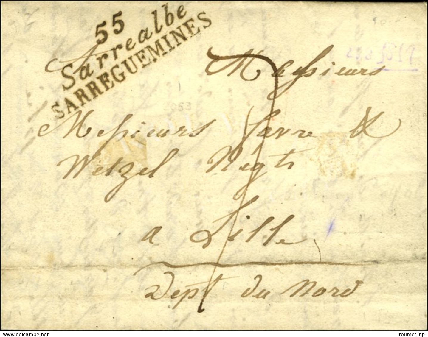 55 / Sarrealbe / SARREGUEMINES Sur Lettre Avec Texte Daté 1819. - SUP. - R. - 1801-1848: Precursori XIX