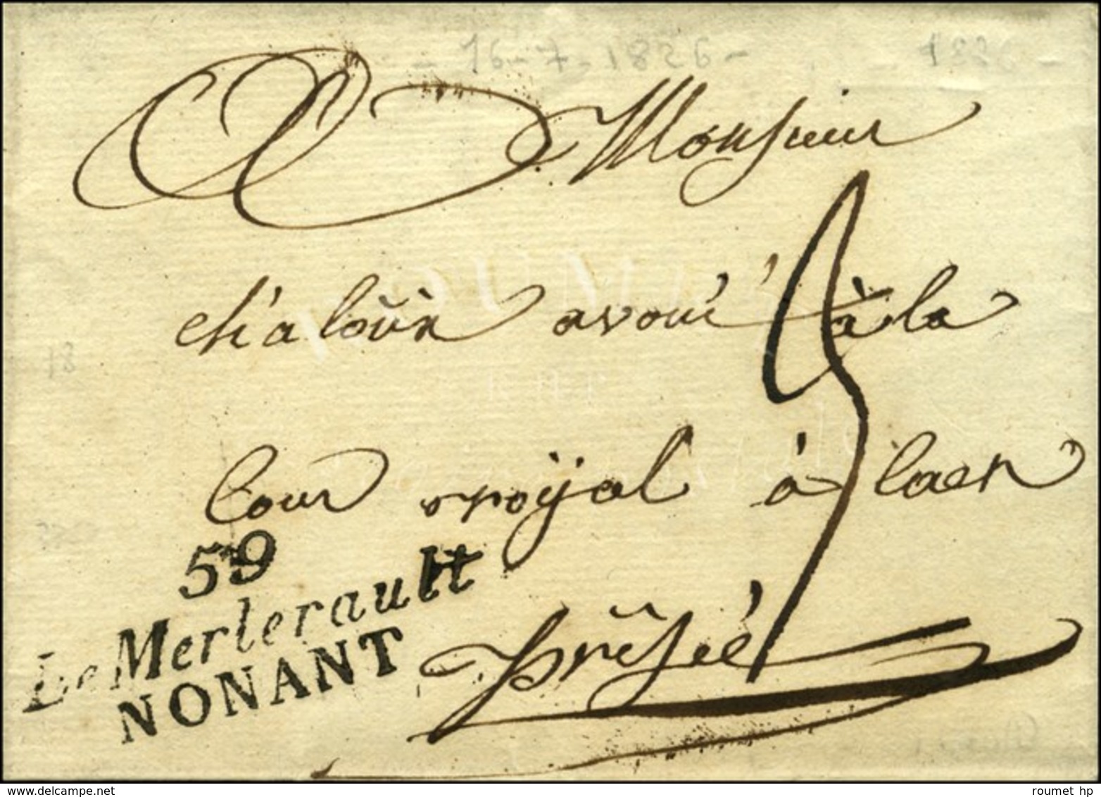 59 / Le Merlereault / NONANT Sur Lettre Avec Texte Daté 1826. - SUP. - 1801-1848: Precursori XIX
