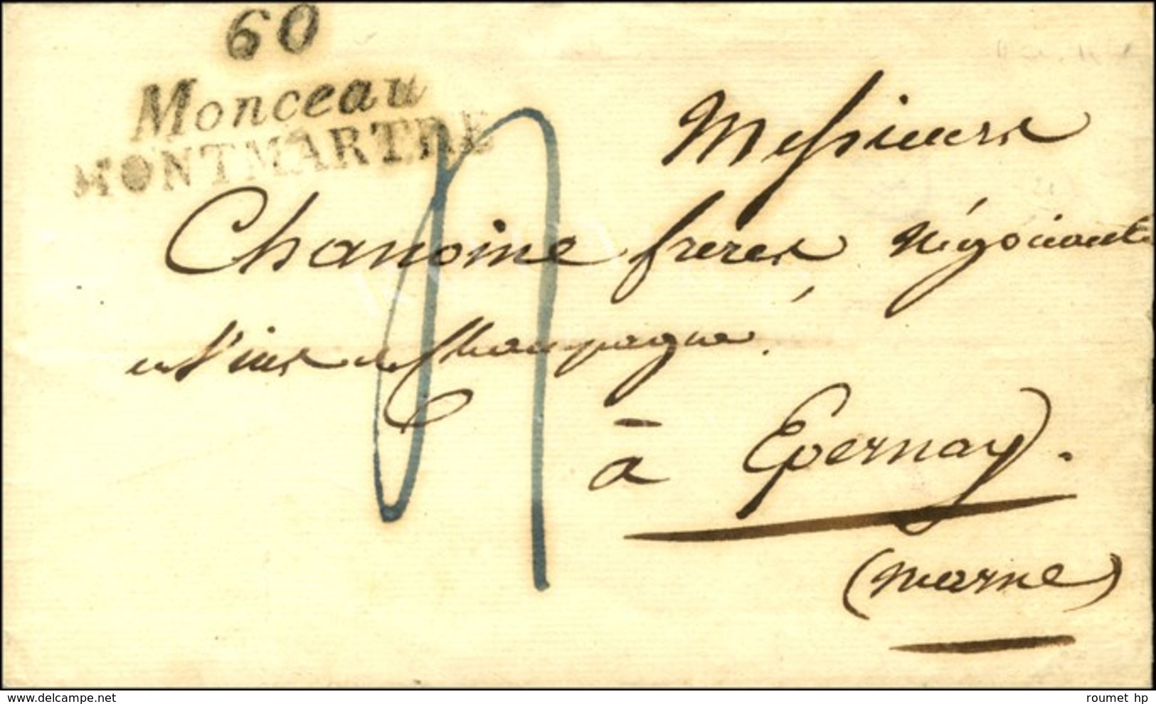 60 / Monceau / MONTMARTRE Sur Lettre Sans Texte Daté 1826. - SUP. - R. - 1801-1848: Precursori XIX