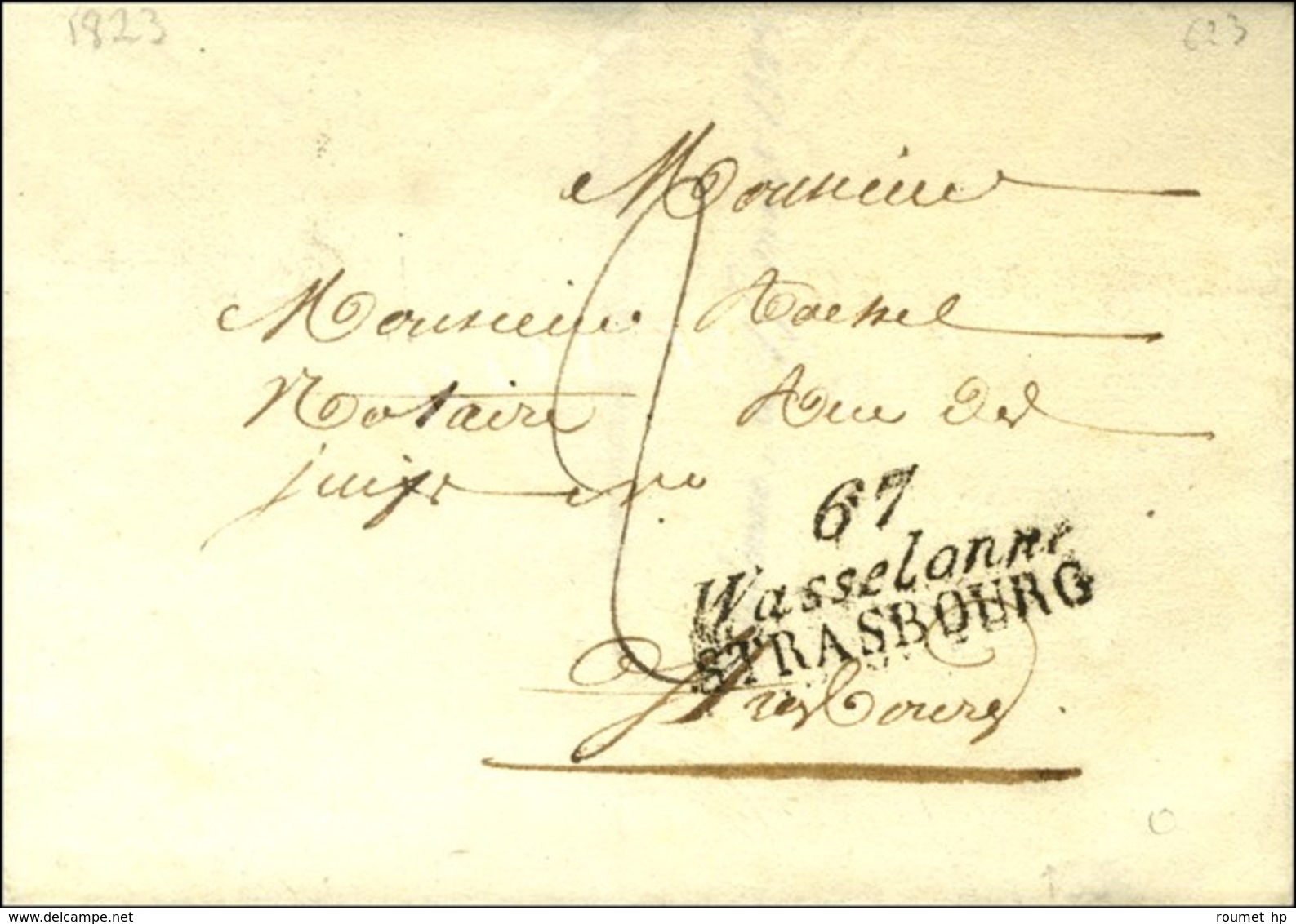 67 / Wasselonne / STRASBOURG Sur Lettre Avec Texte Partiel Daté 1823. - SUP. - R. - 1801-1848: Precursori XIX