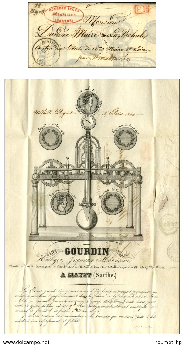 71 / Mayet + P. P. Rouge Càd T 13 ECOMOY Sur Lettre Avec Magnifique Facture Illustrée D'horlogerie. 1844. - TB / SUP. -  - 1801-1848: Vorläufer XIX