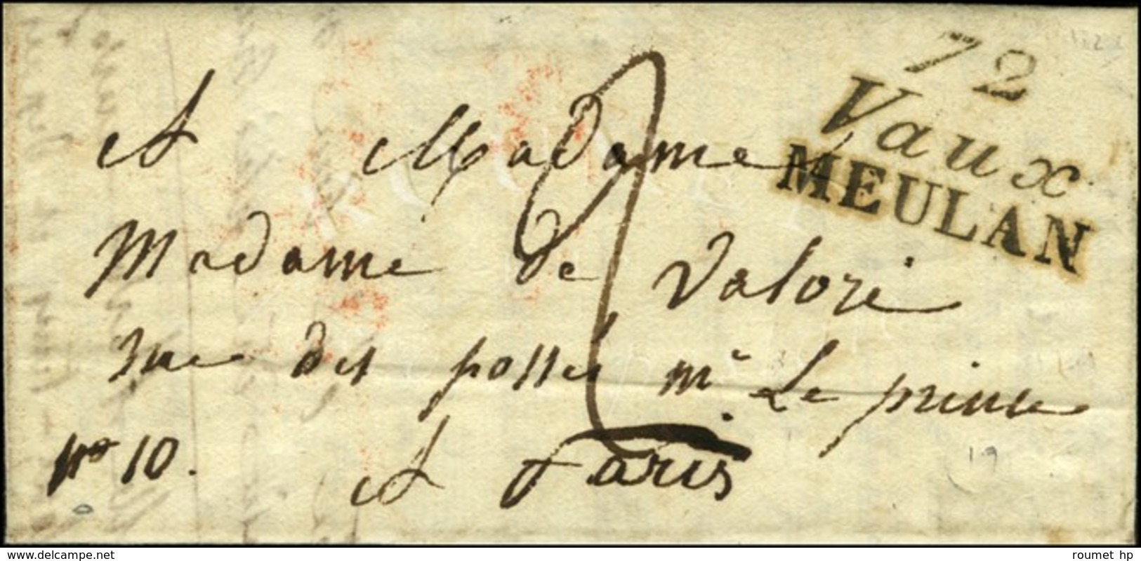 72 / Veaux / MEULAN Sur Lettre Avec Texte Daté 1823. - SUP. - R. - 1801-1848: Precursori XIX
