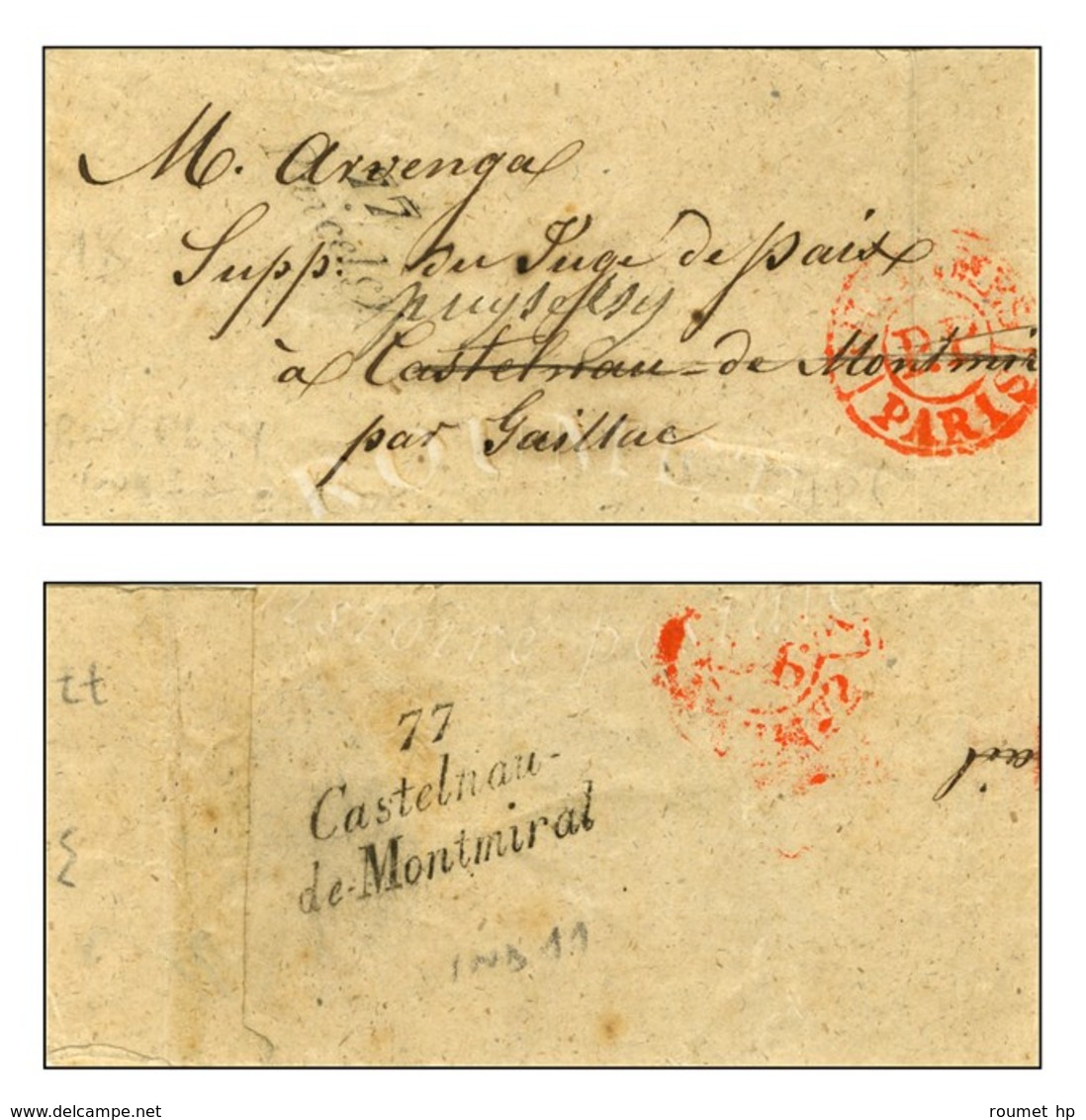 77 / Puicelcy Sur Bande D'imprimé. Au Verso, 77 / Castelnau- / De Montmiral. - TB. - R. - 1801-1848: Vorläufer XIX
