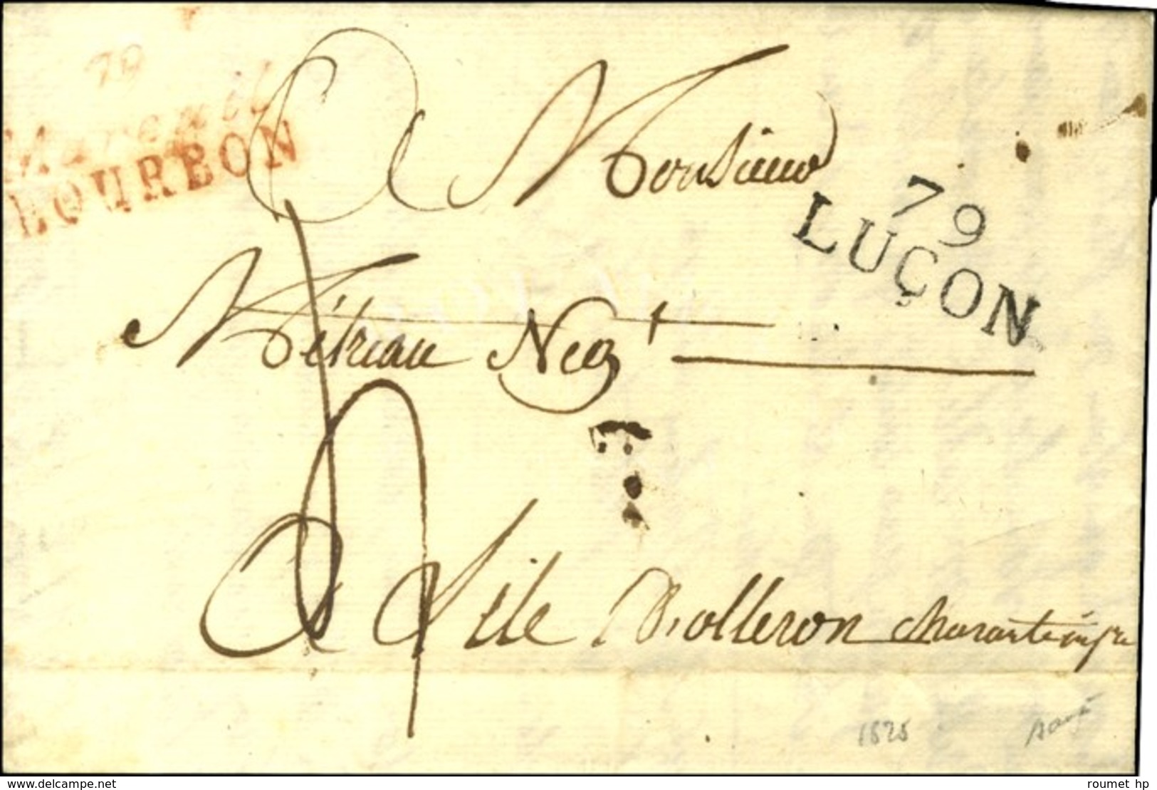 79 / Maroeuil / BOURBON Rouge + 79 / LUCON Sur Lettre Avec Texte Daté De Vieille Vigne. 1825. - TB. - R. - 1801-1848: Vorläufer XIX