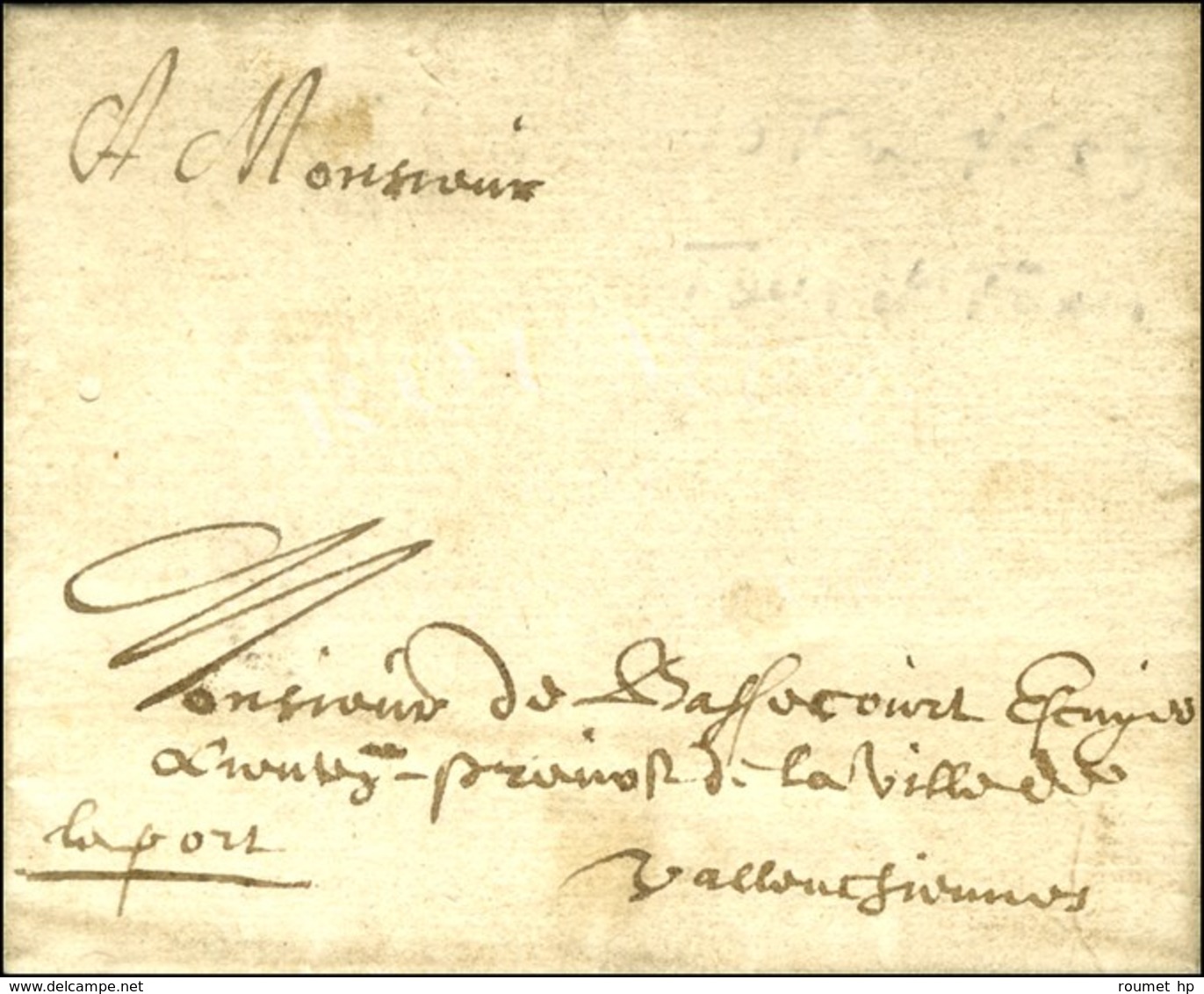 Lettre Avec Texte Daté De Aire Acheminée Par La Voie De Tour Et Taxis, Au Recto Mention De Port. 1659. - TB. - Other & Unclassified