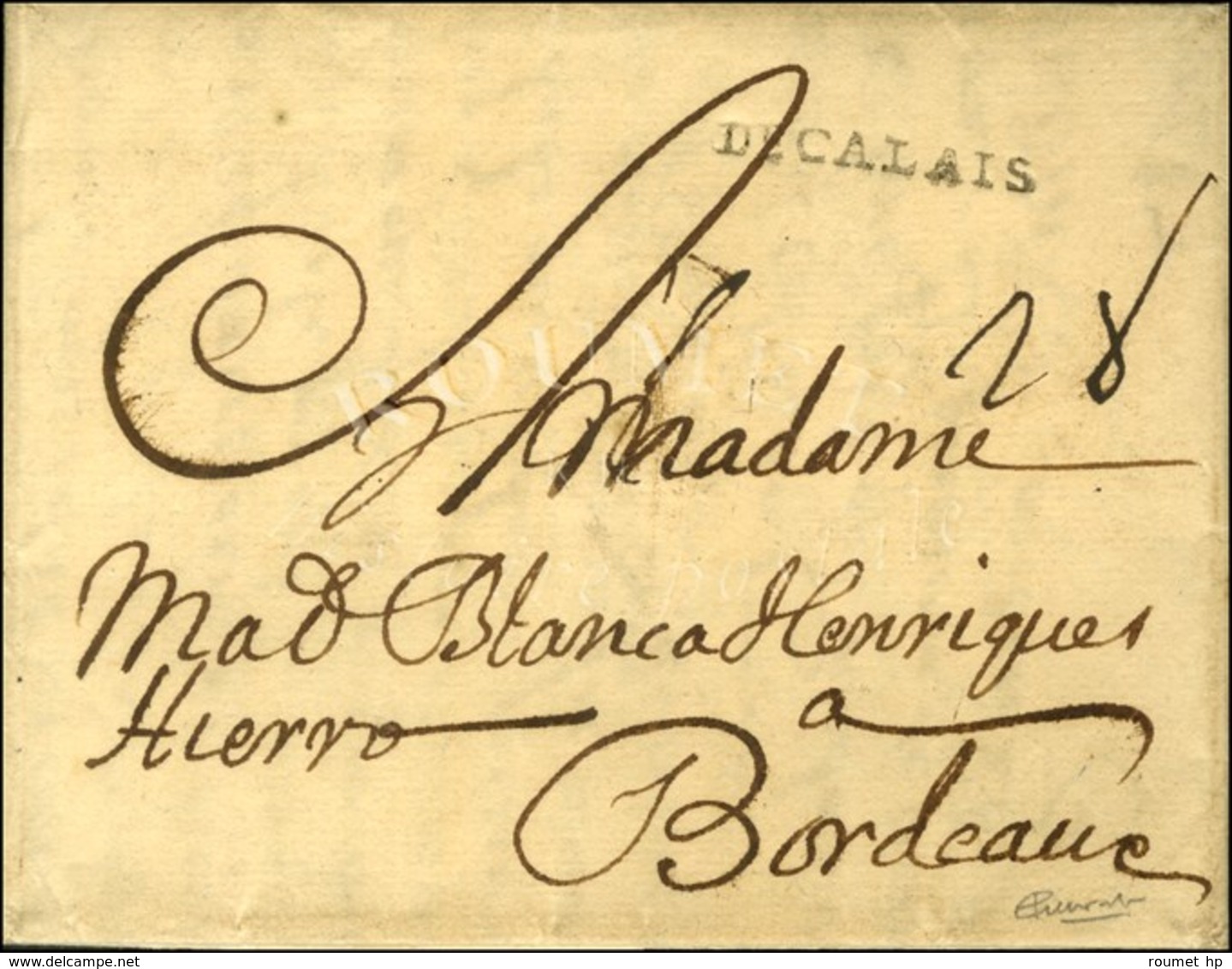 DE CALAIS (L N° 4) Sur Lettre Avec Texte Daté De Londres. 1739. - SUP. - Sonstige & Ohne Zuordnung