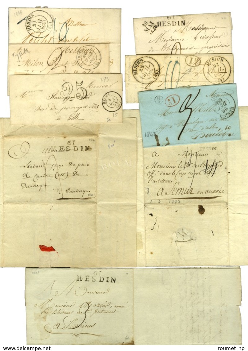 Lot De 9 Lettres De Hesdin (1 MP Du 18e, 3 PD, 5 Càd). - TB. - Altri & Non Classificati