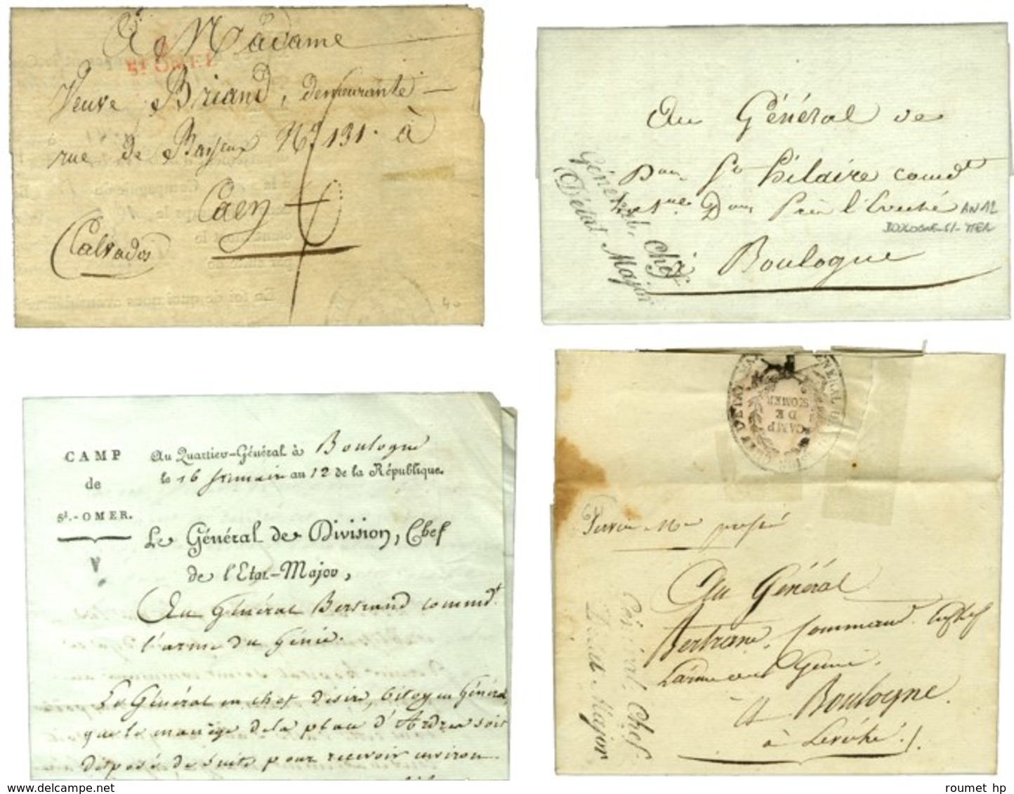 Lot De 4 Lettres Du Camp De St Omer. - TB. - Other & Unclassified