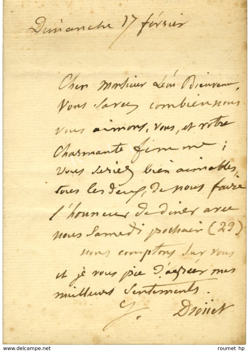 DROUET Juliette (1806-1883), Actrice Et Amante De Victor Hugo. - Altri & Non Classificati