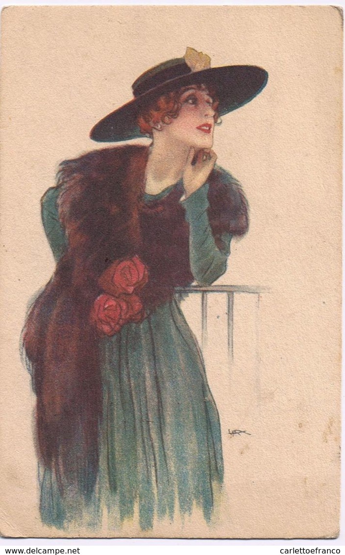 Donna Con Cappello Appoggiata A Ringhiera - V.1926 - Moda