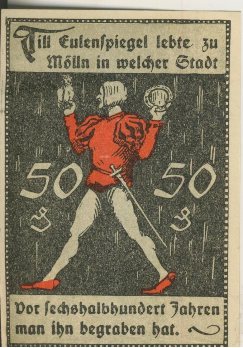 Mölln V. 1921   50 Pfennig - Till Eulenspiegel  ( Gutschein )   (51849) - Lokale Ausgaben