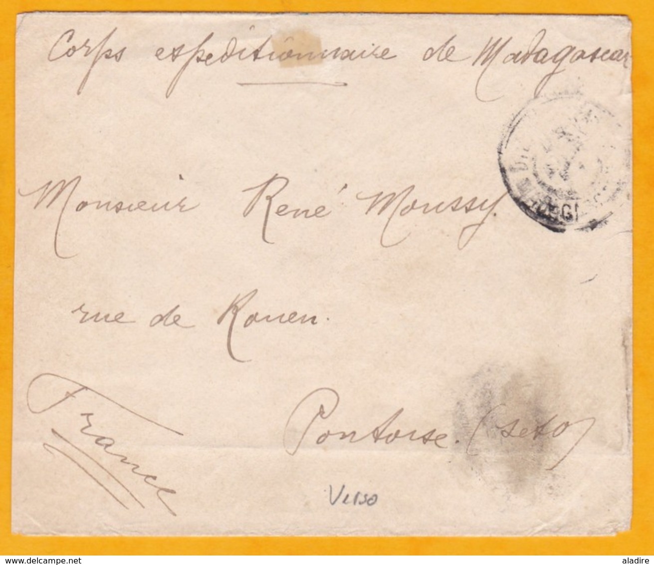 1898 - Enveloppe En Franchise Militaire De Diégo Suarez Vers Pontoise - CORPS EXPEDITIONNAIRE - Lettres & Documents