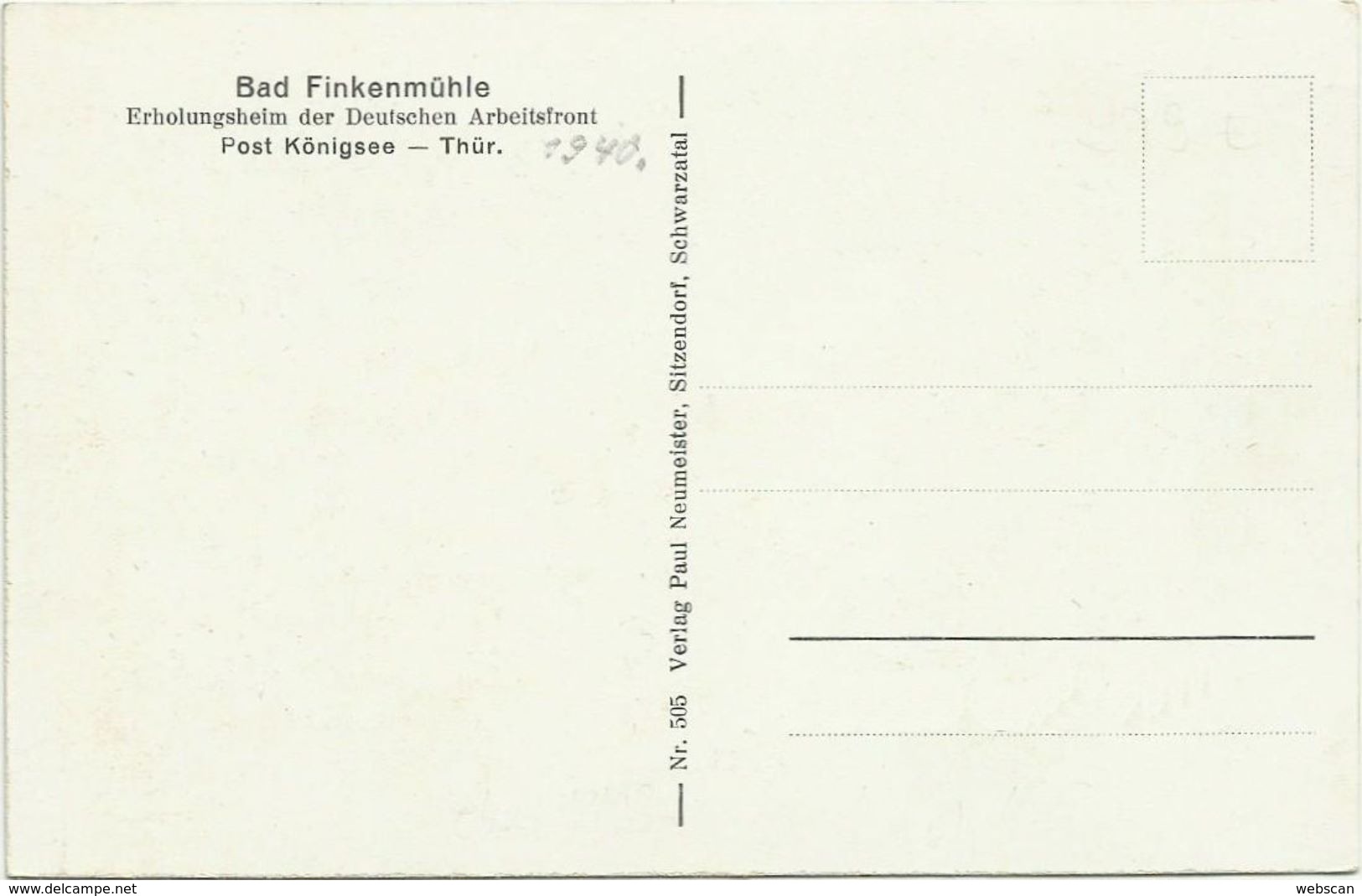 AK Herschdorf Bad Finkenmühle DAF-Erholungsheim 1940 #35 - Arnstadt