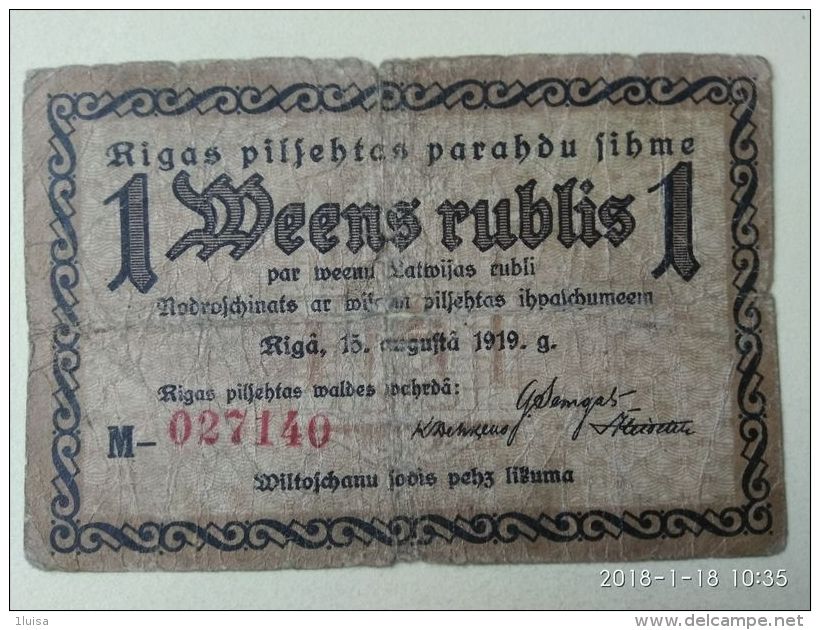 1 Rublo 1919 - Letonia