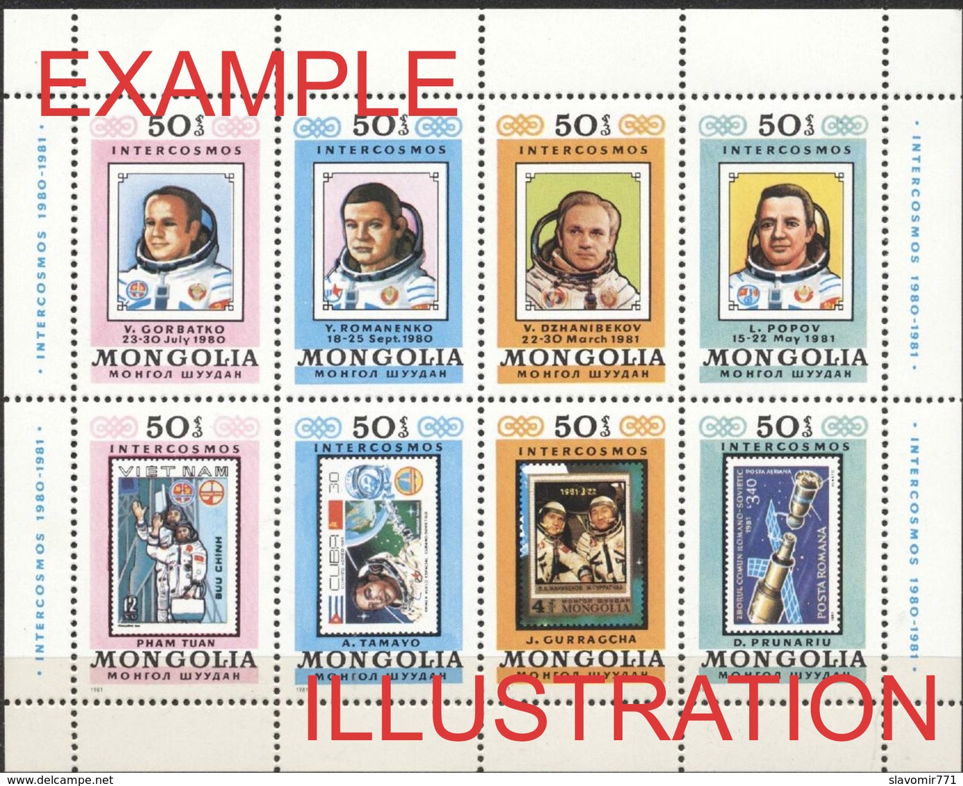 MONGOLIA 1981 !!  Intercosmos Space Program ** EXTRA RARE !!! Michel: 1444 - 1451 Block Of 4  **  MNH ** Mongolei - Mongolie