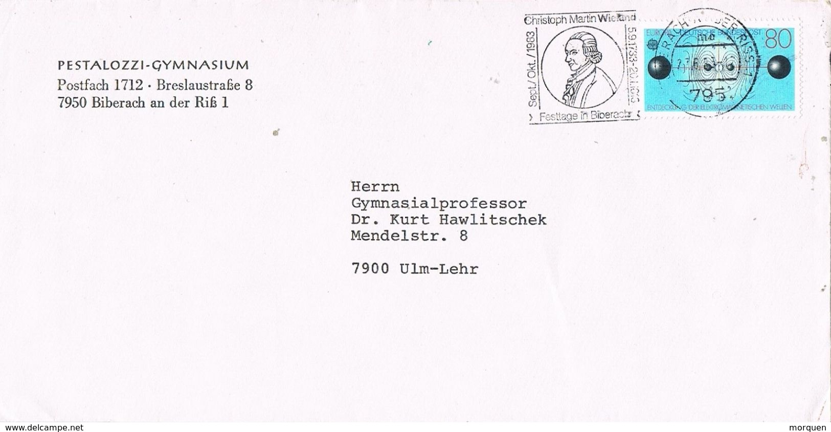 27147. Carta BIBERACH An Der RISS (Alemania Federal) 1983. MARTIN VIELAND - Cartas & Documentos