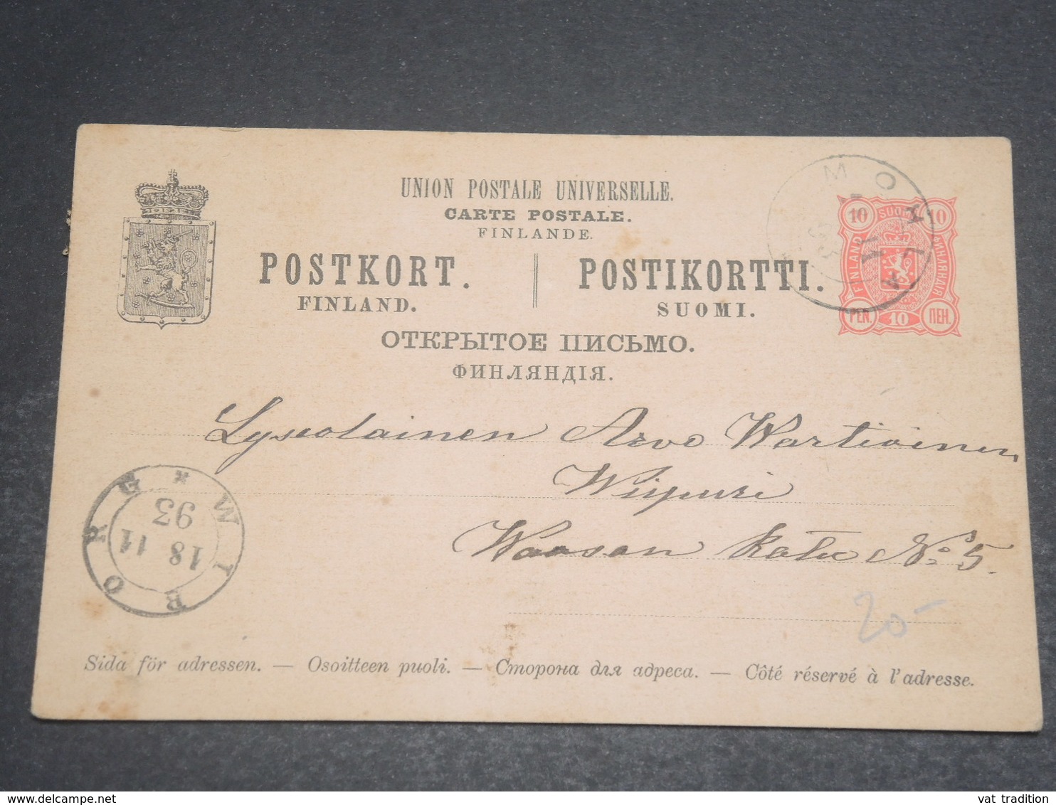 FINLANDE - Entier Postal En 1893 , Oblitérations Plaisantes - L 12439 - Entiers Postaux