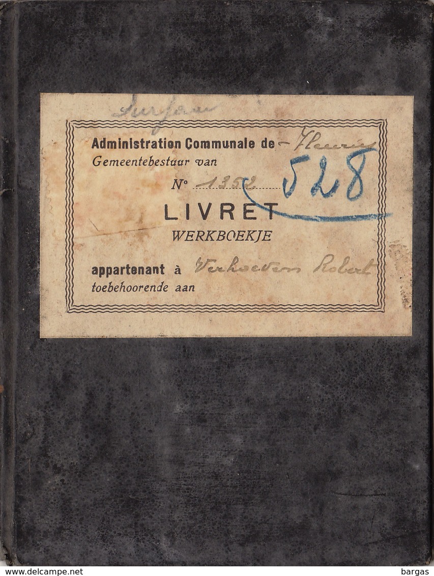 Carnet De Travail De Verhoeven Fleurus Charbon Charbonnage Petit Try Lambusart - Documentos Históricos