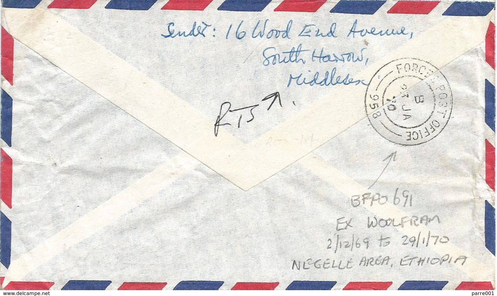 Ethiopia 1970 Negelle Excercise Woolfram FPO 958 BFPO 691 24 Fld Sqn Military Forces Cover. Rare - Ethiopië