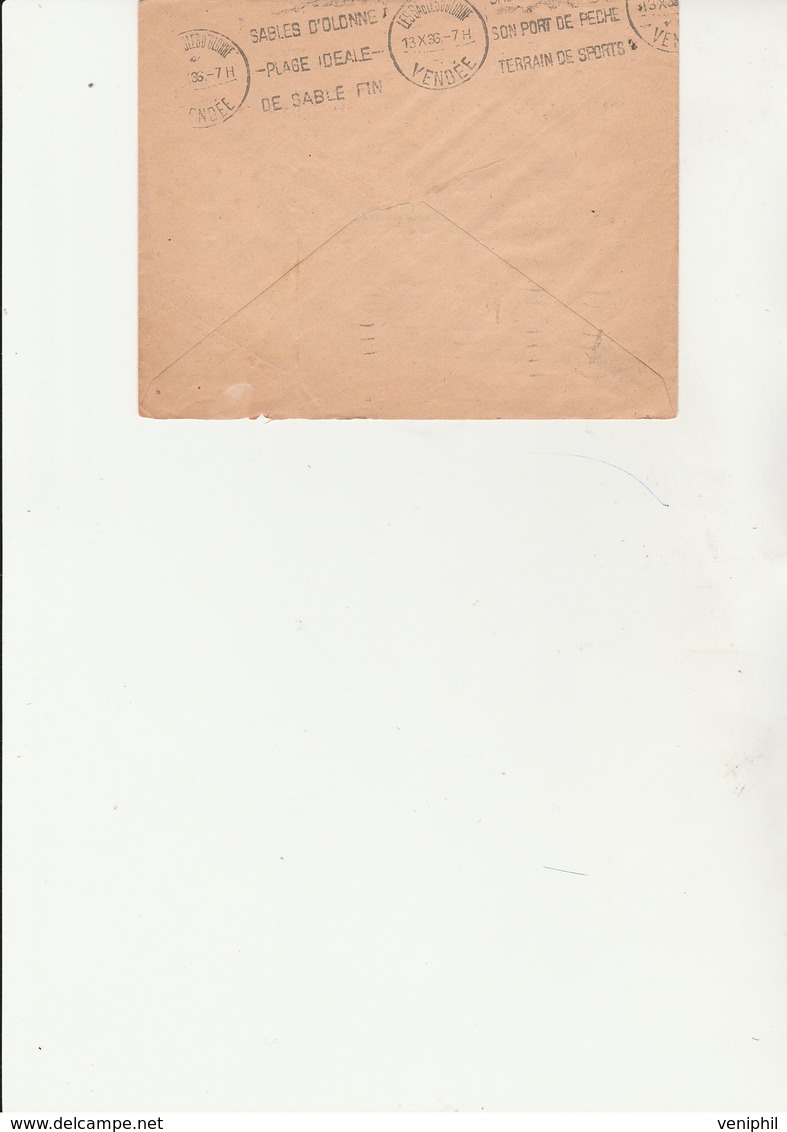 LETTRE AFFRANCHIE N° 278 B + N° 282 -CAD LA ROCHELLE - 1936 - - Mechanical Postmarks (Other)