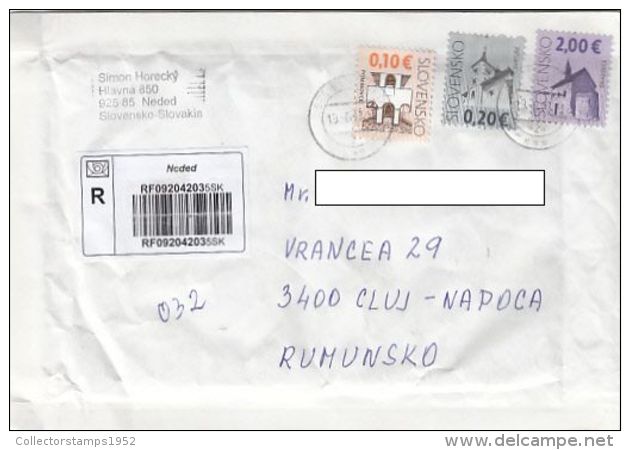 68665- ARCHITECTIRE, STAMPS ON REGISTERED COVER, 2017, SLOVAKIA - Brieven En Documenten