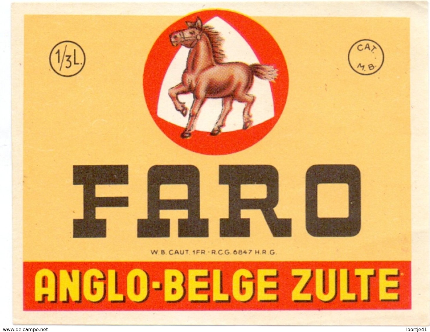 Etiket Etiquette - Bier Bière FARO - Anglo Belge - Zulte - Beer