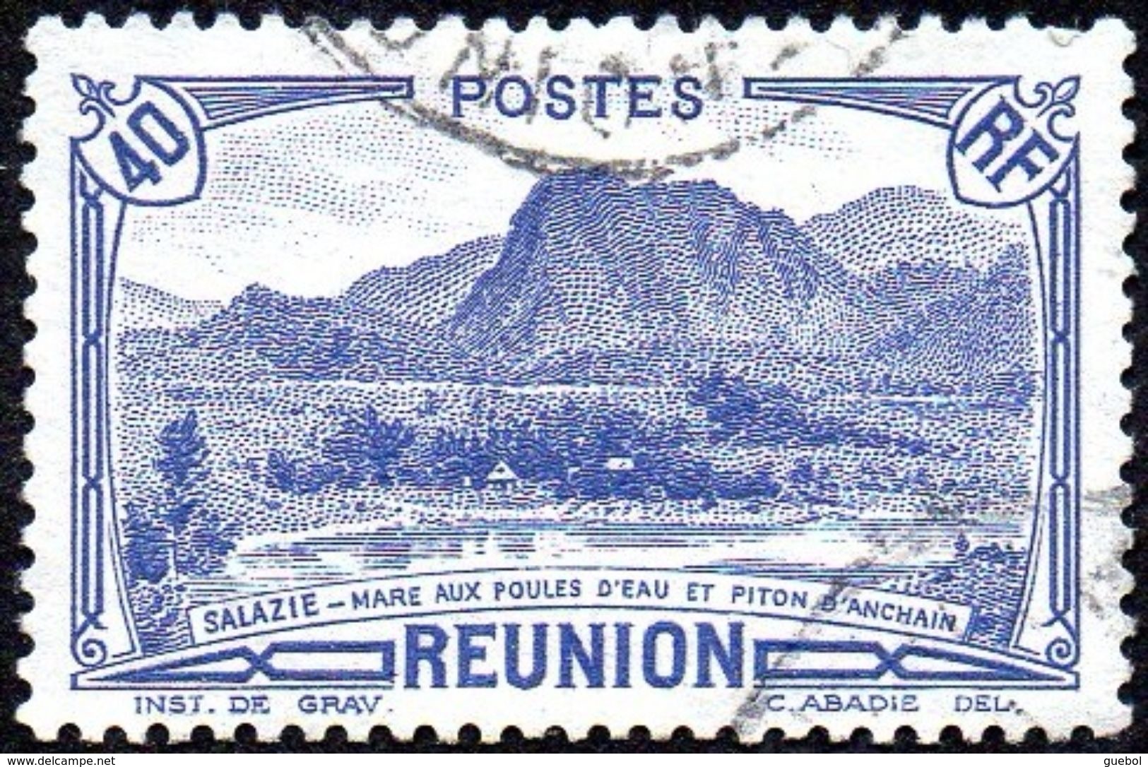 Réunion Obl. N° 134 - Vue -> Salazie, Mare Aux Poules D'eau Et Piton D'Auchain 40cts Outremer - Oblitérés